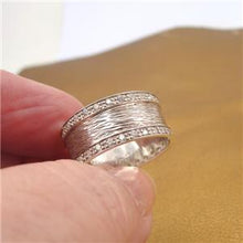 Load image into Gallery viewer, Hadar Designers Sterling Silver White Zircon Band Ring 6,7,8,8.5,9 Handmade()y