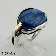 Load image into Gallery viewer, Hadar Designers blue kyanite ring 9k yellow gold sterling silver 6,7,8,9 (ms)