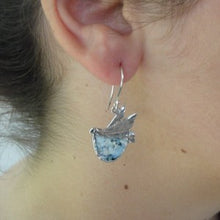 Load image into Gallery viewer, Hadar Designers Sterling Silver Antique Roman Glass Bird Earrings Handmade (as)Y