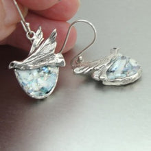 Load image into Gallery viewer, Hadar Designers Sterling Silver Antique Roman Glass Bird Earrings Handmade (as)Y