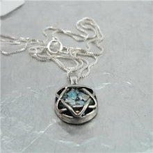 Load image into Gallery viewer, Hadar Designer Handmade 925 Silver Roman Glass Star of David  2 in 1 Pendant (as