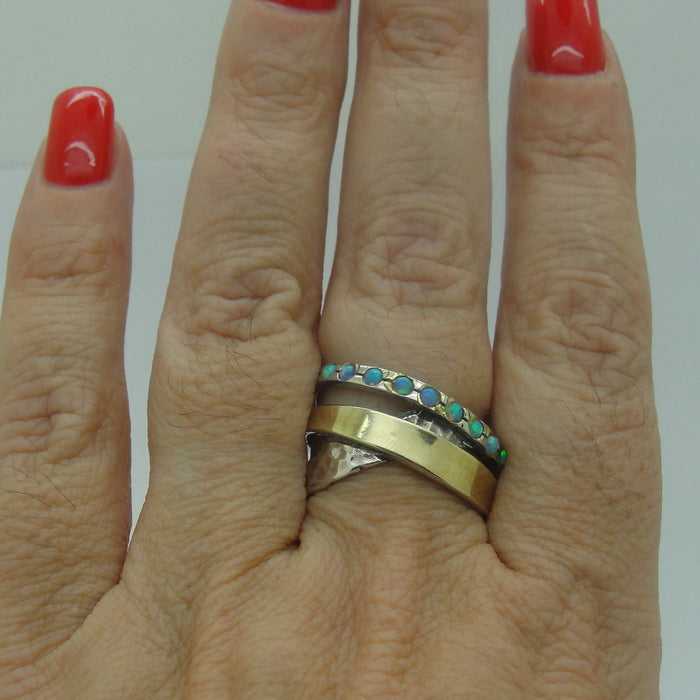 Hadar sterling , 9k gold, and blue opal hotsell ring