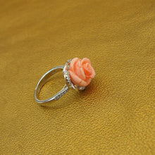 Load image into Gallery viewer, Hadar Designers Pink Coral Rose Sterling Silver Zircon Floral Ring size 6 ()LAST