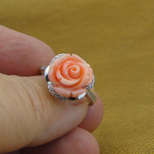Load image into Gallery viewer, Hadar Designers Pink Coral Rose Sterling Silver Zircon Floral Ring size 6 ()LAST