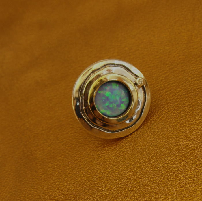 Hadar Designers Opal Ring Handmade 9k Yellow Gold 925 Silver 6,7,8