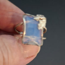 Load image into Gallery viewer, Opalite Ring size 6, 6.5 Sterling Silver Charming Handmade Hadar Designers(sp) Y