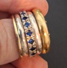 Load image into Gallery viewer, Sapphire Z Ring 6.5, 7 Heavy Swivel Yellow Gold 925 Silver Hadar Designers(SN)y