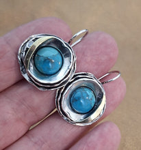 Load image into Gallery viewer, Turquoise Earrings 9k Yellow Gold 925 Silver Gift Handmade Hadar Designers () L