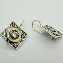 Load image into Gallery viewer, Zircon Earrings Sterling Silver 9K gold Handmade Hadar Designers (S 110)