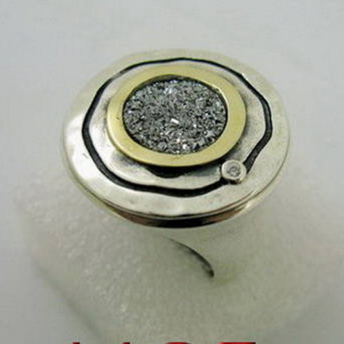 Hadar Designers Druzi Druzy Ring Israel 9k Yellow Gold 925 Silver 6,7,8,9,10(MS