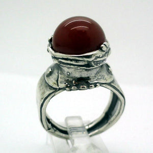 Hadar Designers Carnelian Ring 925 Sterling Silver 7,8,9,10 Handmade Art (H) y