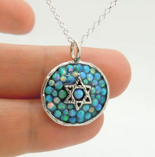 Load image into Gallery viewer, Star of David Pendant Blue Opal Sterling Silver Hadar Designers (as 504515)