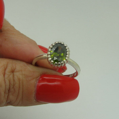 Hadar Designers Green Peridot CZ Ring size 6.5 Handmade 925 Sterling Silver () LAST