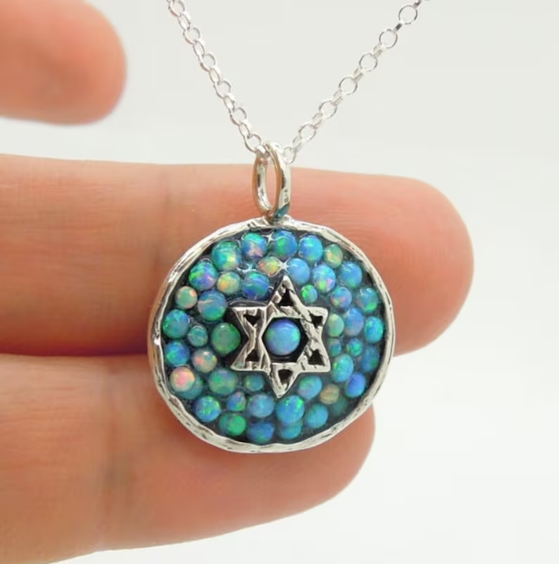 Star of David Pendant Blue Opal Sterling Silver Hadar Designers (as 504515)