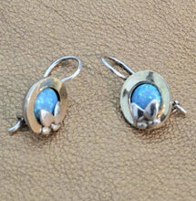 Load image into Gallery viewer, Opal Earrings Zircon 9k Yellow Gold 925 Silver Handmade Hadar Designers ()LAST
