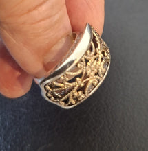 Load image into Gallery viewer, Gold Filigree Ring Sterling Silver sz 6,5, 7 Handmade Hadar Designers () LAST
