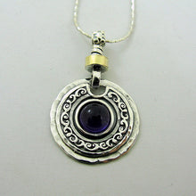 Load image into Gallery viewer, Red Garnet Pendant 9k Yellow Gold 925 Silver Handmade Hadar Designers  (ms 1203)y