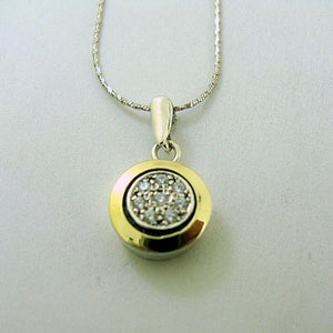 Hadar Designers White Zircon Pendant 9k Yellow Gold Sterling Silver (MS 1290)y