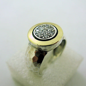 Hadar Designers White Zircon Pendant 9k Yellow Gold Sterling Silver (MS 1290)y
