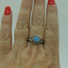 Load image into Gallery viewer, Hadar Designers Blue Opal Ring size 8 Sterling 925 Silver Handmade () LAST