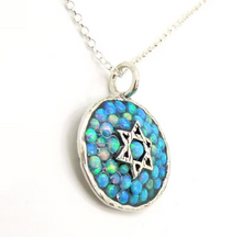 Load image into Gallery viewer, Star of David Pendant Blue Opal Sterling Silver Hadar Designers (as 504515)