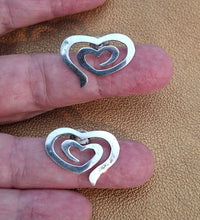 Load image into Gallery viewer, Heart Stud Earrings 925 Sterling Silver Handmade Art Hadar Designers () Last