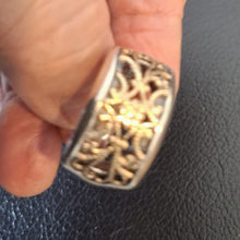 Load image into Gallery viewer, Gold Filigree Ring Sterling Silver sz 6,5, 7 Handmade Hadar Designers () LAST