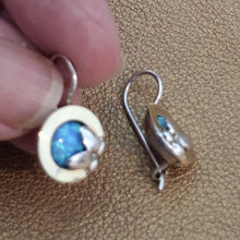 Load image into Gallery viewer, Opal Earrings Zircon 9k Yellow Gold 925 Silver Handmade Hadar Designers ()LAST