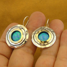Load image into Gallery viewer, HHadar Designers Blue Opal Zircon Earrings 9k Yellow Gold Sterling Silver(ms 1105