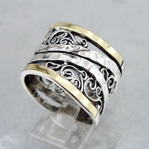 Filigree Ring 9k Yellow Gold 925 Silver 6,7,8,9,10 Handmade Hadar Designers (Ms