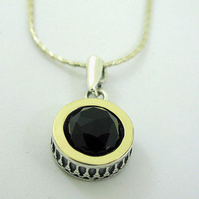 Hadar Designers black onyx pendant 9k yellow gold 925 silver handmade (ms 1327)y