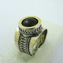 Load image into Gallery viewer, Hadar Designers black onyx pendant 9k yellow gold 925 silver handmade (ms 1327)y