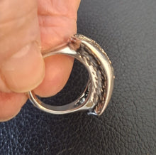 Load image into Gallery viewer, Gold Filigree Ring Sterling Silver sz 6,5, 7 Handmade Hadar Designers () LAST