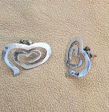 Load image into Gallery viewer, Heart Stud Earrings 925 Sterling Silver Handmade Art Hadar Designers () Last