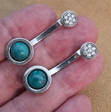 Load image into Gallery viewer, Chrysocolla Zircon Stud Earrings 925 Sterling Silver Hadar Designers (MS) Last