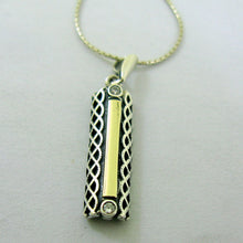 Load image into Gallery viewer, Hadar Designers Pendant White Zircon 9k Yellow Gold Sterling Silver Handmade (MS