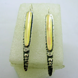 Hadar Designers 9k yellow Gold Zircon Sterling Silver Pendant Handmade (ms)Y