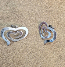 Load image into Gallery viewer, Heart Stud Earrings 925 Sterling Silver Handmade Art Hadar Designers () Last