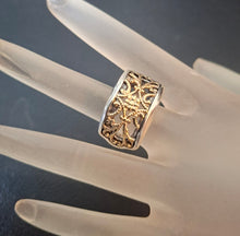 Load image into Gallery viewer, Gold Filigree Ring Sterling Silver sz 6,5, 7 Handmade Hadar Designers () LAST