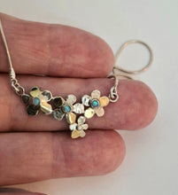 Load image into Gallery viewer, Blue Opal Necklace Pendant Floral 9k Gold 925 Silver Handmade Hadar Designers ()Last