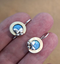 Load image into Gallery viewer, Opal Earrings Zircon 9k Yellow Gold 925 Silver Handmade Hadar Designers ()LAST