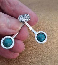 Load image into Gallery viewer, Chrysocolla Zircon Stud Earrings 925 Sterling Silver Hadar Designers (MS) Last