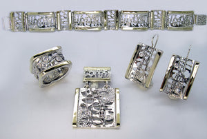 Hadar Designers Blue Topaz cz Pendant 9k Yellow Gold Sterling Silver (NS 1589)y