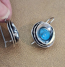 Load image into Gallery viewer, Turquoise Earrings 9k Yellow Gold 925 Silver Gift Handmade Hadar Designers () L
