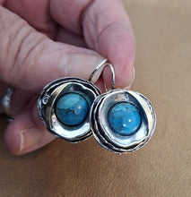 Load image into Gallery viewer, Turquoise Earrings 9k Yellow Gold 925 Silver Gift Handmade Hadar Designers () L