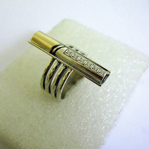 Hadar Designers Zircon Pendant 9k yellow Gold Sterling Silver Handmade (ms) Y