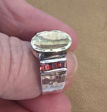 Load image into Gallery viewer, Hadar Designers Garnet cz Ring 9k Brushed yellow Gold 925 Silver 7,8,9,10 (ms)y