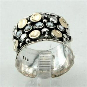 Hadar Designers Pearl Ring 9k Gold 925 Silver 5,5.5,6,6.5,7,8,9 Handmade (I r487