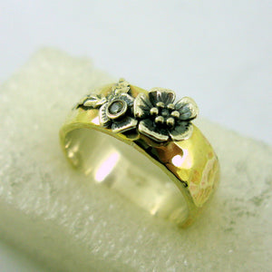 Hadar Designers 9k Yellow Gold 925 Silver Zircon Ring Handmade size 6,7,8,9 (ms)