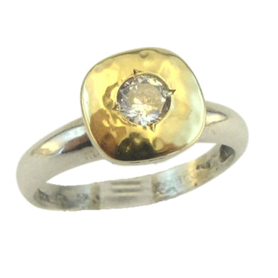 Hadar Designers White Zircon Ring 9k Yellow Gold Sterling Silver 5,6,7,8,9 (MS)